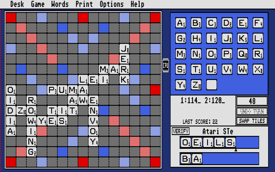 STrabble atari screenshot
